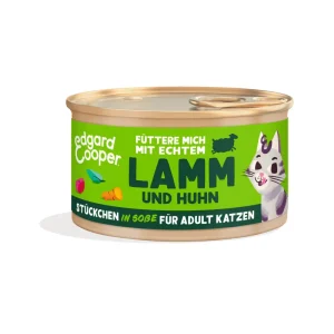 Sparpaket 18 x 85 g Edgard & Cooper Adult Lamm & Huhn Stückchen in Soße Katzen Nassfutter Sonderaktion
